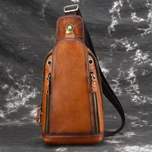 Мужская нагрудная сумка из натуральной кожи, Ретро стиль, для мужчин, на одно плечо, сумка для отдыха, цвет, сумка-мессенджер, нагрудный карман, сумка через плечо