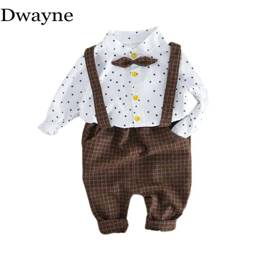 Newborn Baby Boys Suit Set for Wedding Party Kids gentleman shirt strap