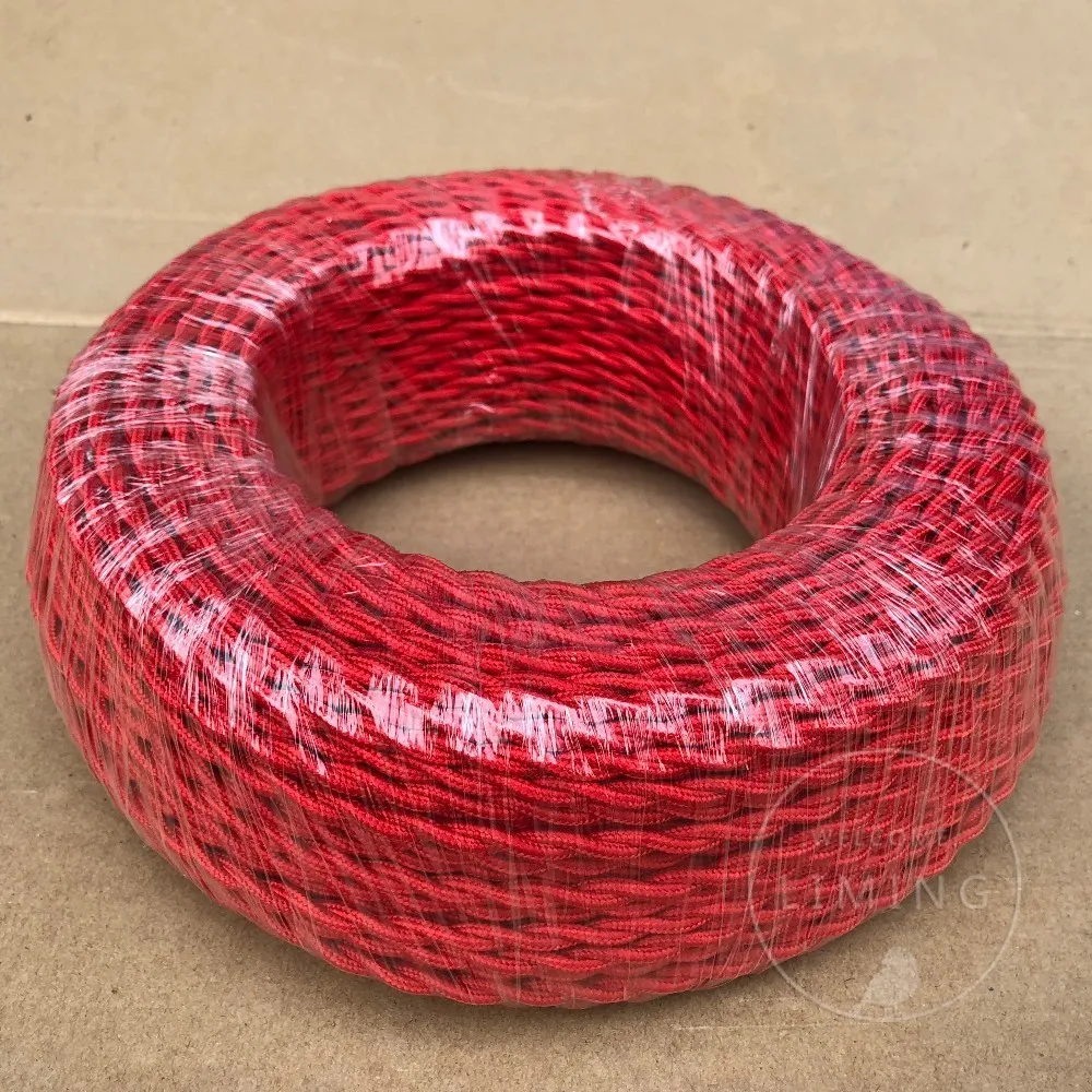 100M Vintage 2coreX 0.75mm Fabric Copper Electrical Wire For Pendant