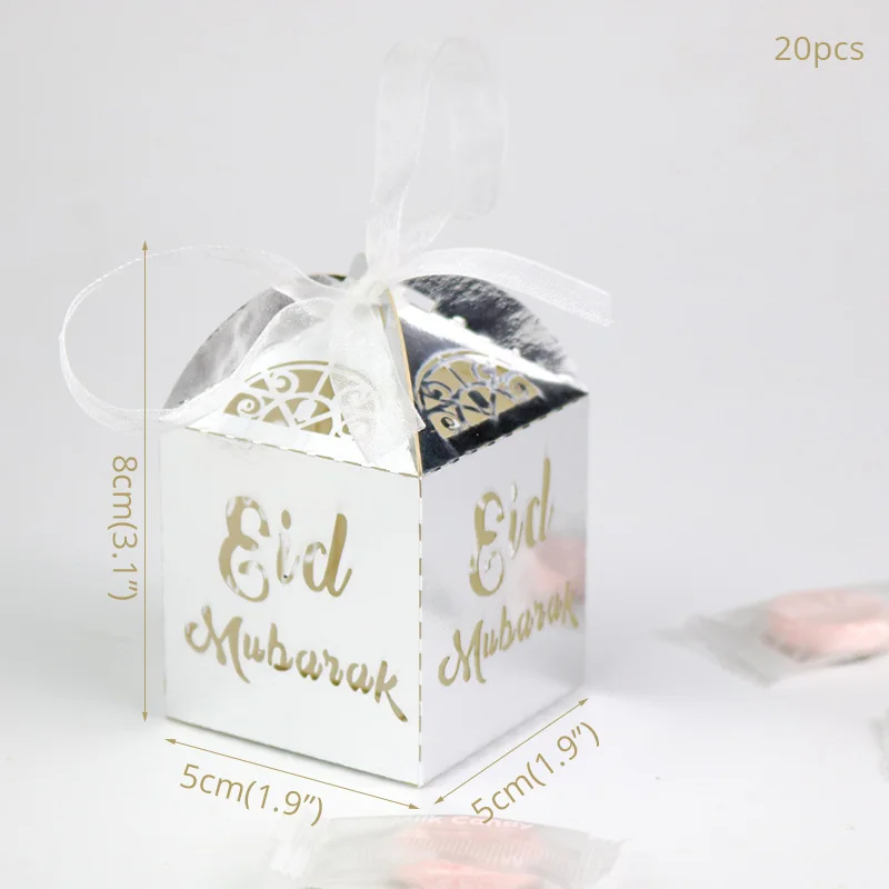 Рамадан Декор Eid вечерние воздушные Шары Баннер золотой блеск EID MUBARAK гирлянды мусульманский ислам Hajj Рамадан вечерние украшения - Цвет: 20pcs paper box