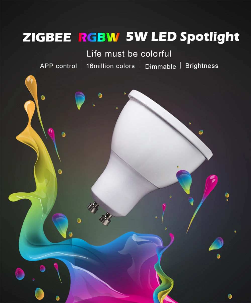 5 Вт RGBW LED точечный светильник светодиодный GU10 AC100-240V ZIGBEE звено, светлый zll мост RGB smart app управление работает с Amazon Echo и многие ворота