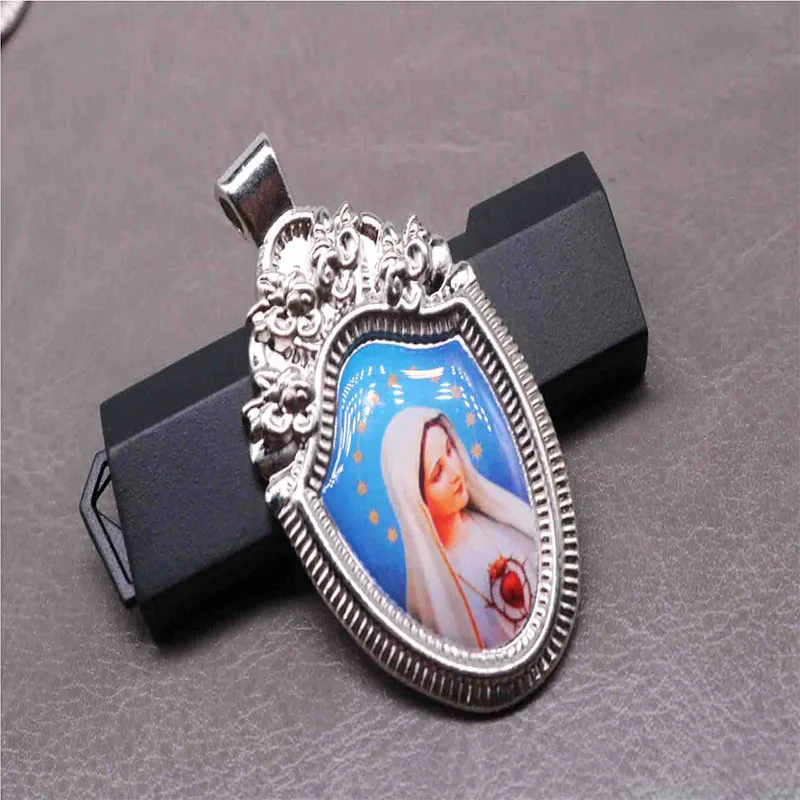 

Double Enamel Divine Mercy Love Jesus Religious Inspirational Cross Medal Guadalupe Our Lady of Alloy