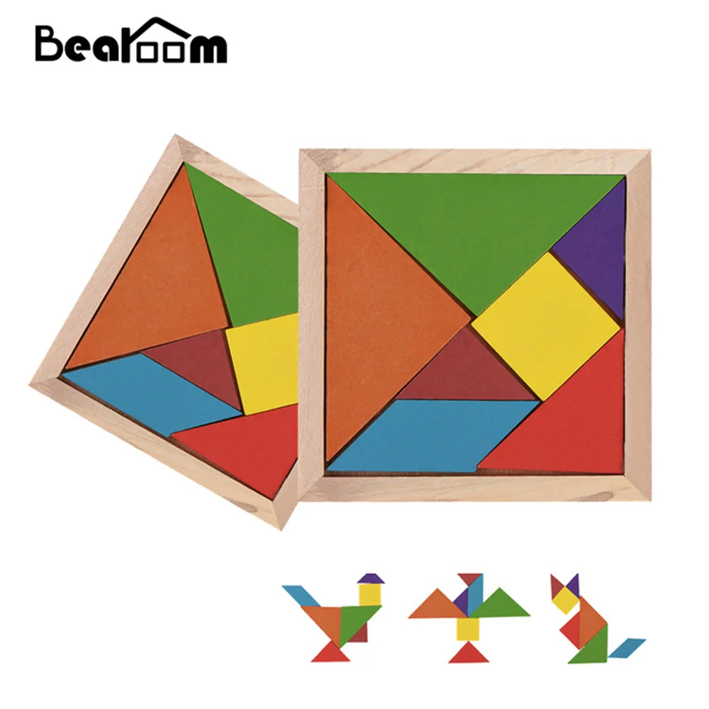 Bearoom обучение по головоломкам Обучающие игрушки забавная 3D игра-головоломка деревянная игрушка для детей головоломка доска Танграм геометрическая форма