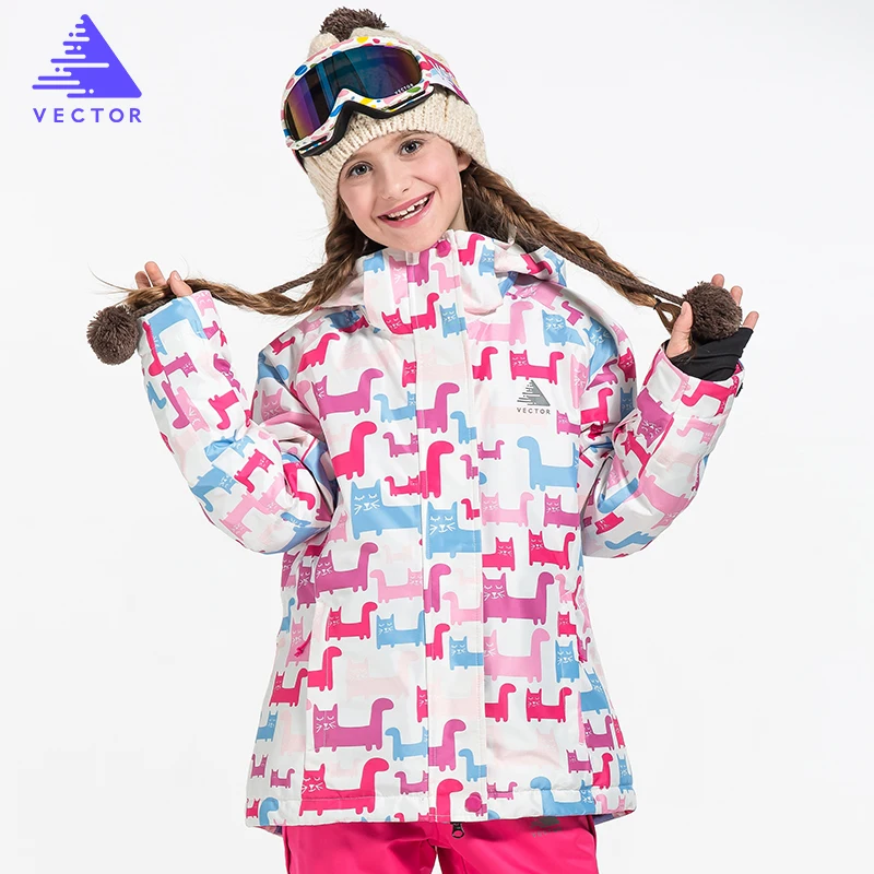 فتاة سترة تزلج للماء صامد للريح تزلج على الجليد محاولة الدافئة الحرارية طفل مقنعين قطعة ليتل الأطفال الملابس-30 درجة