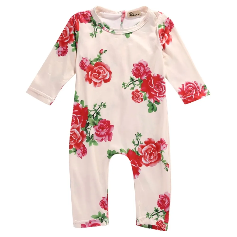 0 24M Baby Rompers Newborn Baby Girls Floral Cotton Romper Jumpsuit