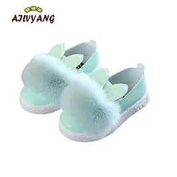 2018 Демисезонный детская обувь для девочек обувь принцессы одежда для малышей из мягкой искусственной кожи меховая обувь детские