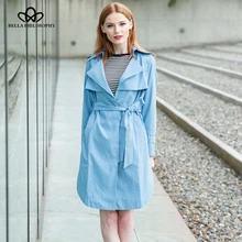 Bella philosophy Осень Зима Новая куртка Женский Длинный плащ-Пыльник пиджак Хаки Синий верхняя одежда дамское повседневное пальто с поясом