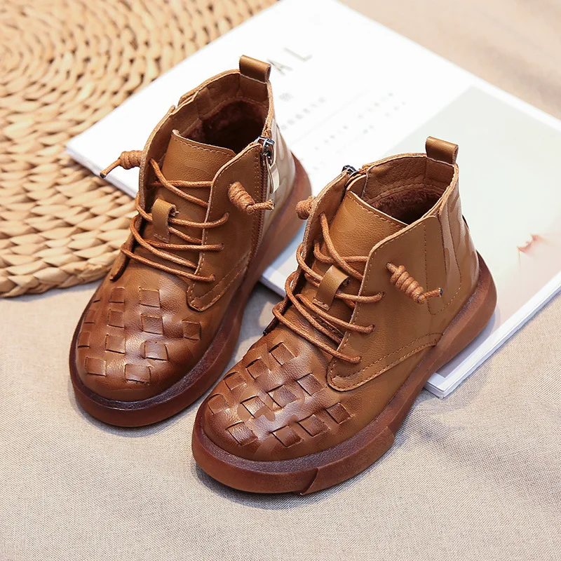 

Children Ankle Boots Autumn Winter Kids Boots For Fashion Baby Girls Boy Genuine Leather Martin Boots Comfortable Non-slip Snow