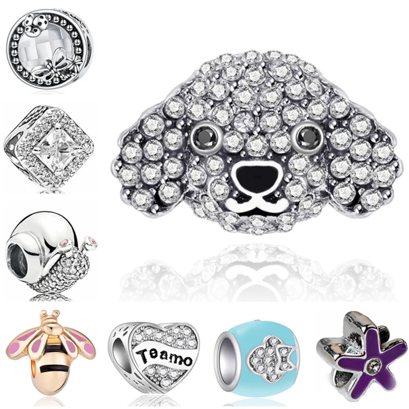 

European Statement Snail Stars Rabbit Bee Dog Car Hearts Charms Beads Fit Pandora Bracelets & Bangles for Women Party DIY Gifts