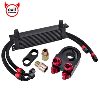 

evil energy 10Row AN10 Engine Oil Cooler Kit+Oil Adapter Filter Cooler Plate+Swivel Oil Hose Line+AN10 Seprator Divider Clamp