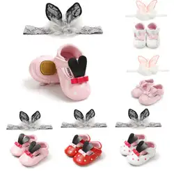 Повседневная обувь для новорожденных девочек; нескользящая кожаная обувь с бантиком для детской кроватки; 2 предмета в комплекте;