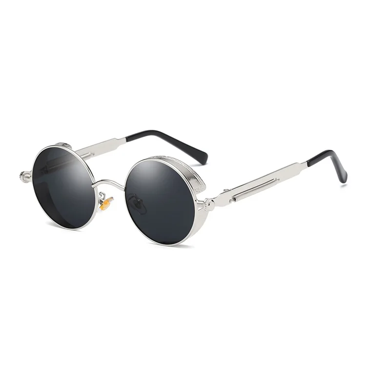 MADELINY, новинка, модные круглые солнцезащитные очки для женщин, фирменный дизайн, металлическая оправа, стимпанк, Винтажные Солнцезащитные очки для мужчин и женщин, MA094 - Цвет линз: C3 Silver Grey