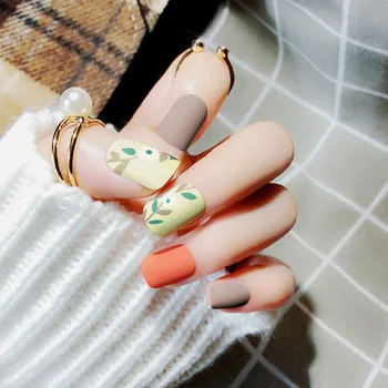 

New Sale 24 PCS Matte frosted feel elegant short false nails charm Acrylic resin full cover False Nail(Contains no glue)