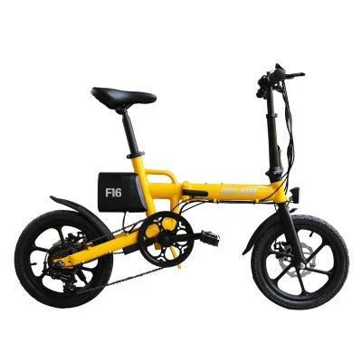 Складная литиевая батарея электрического велосипеда город ebike 16 дюймов 36V250W Мотор велосипед - Цвет: Цвет: желтый