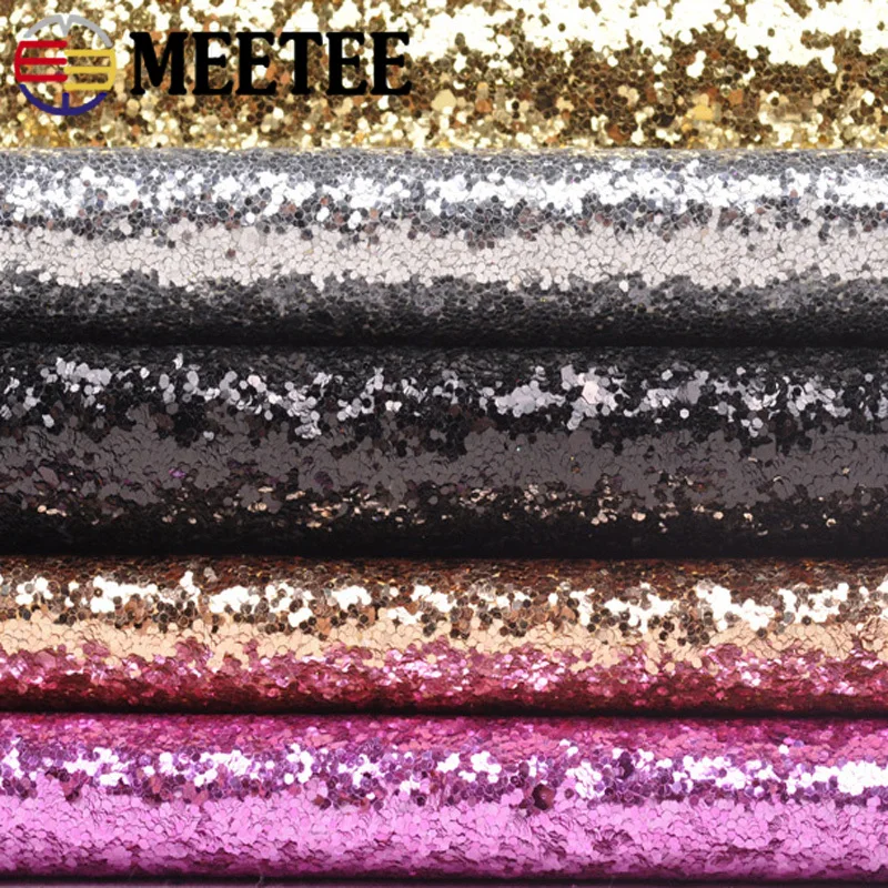 

Meetee 25x138cm Glitter Synthetic Leather PU Artificial Leather Sequins Faux Fabric for Clothes Shoes Bags Accessories AP524