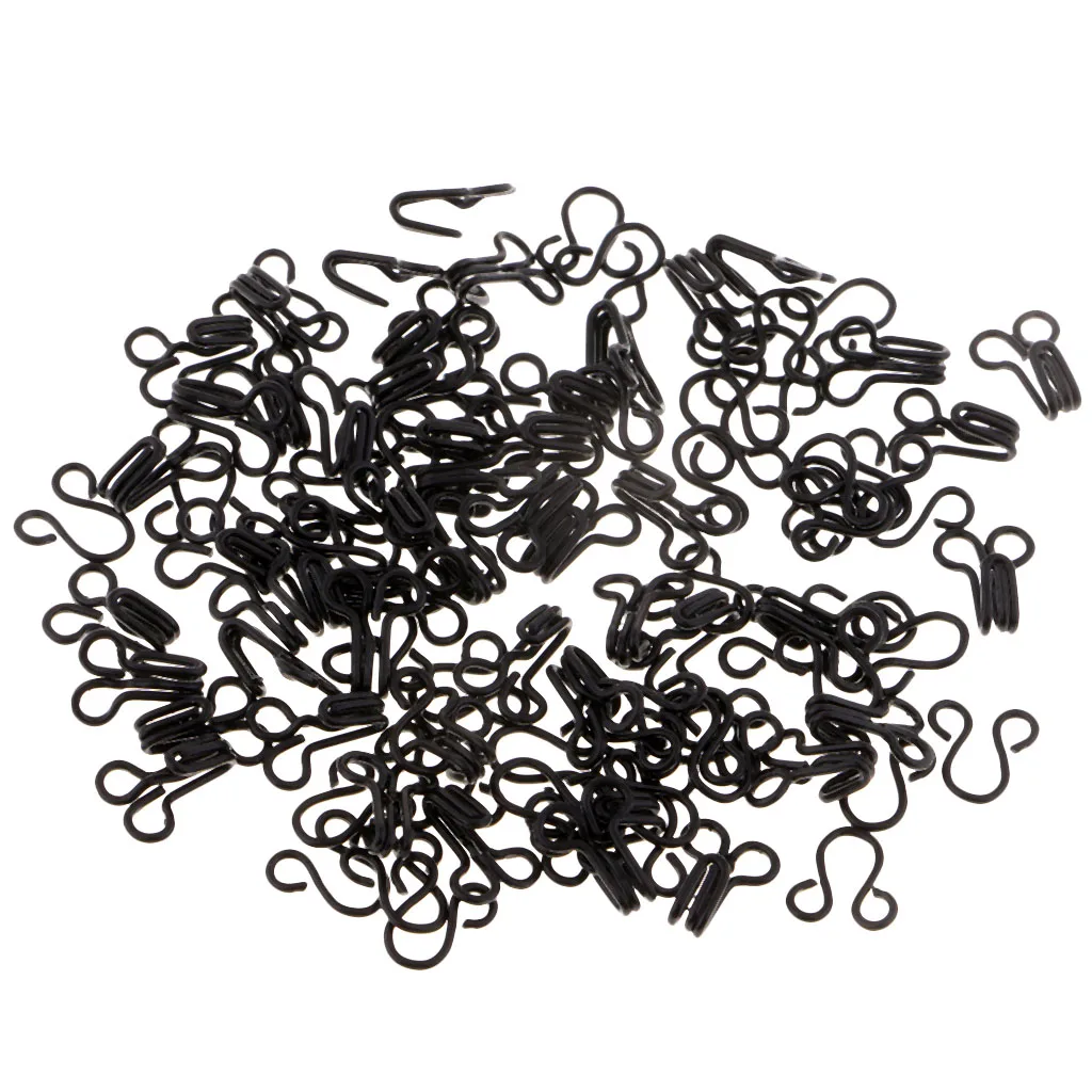 50 Sets Silver Black Metal Hook and Eye Closure Sewing Fasteners for Fur Dress Skirt Collar Bra Sew
