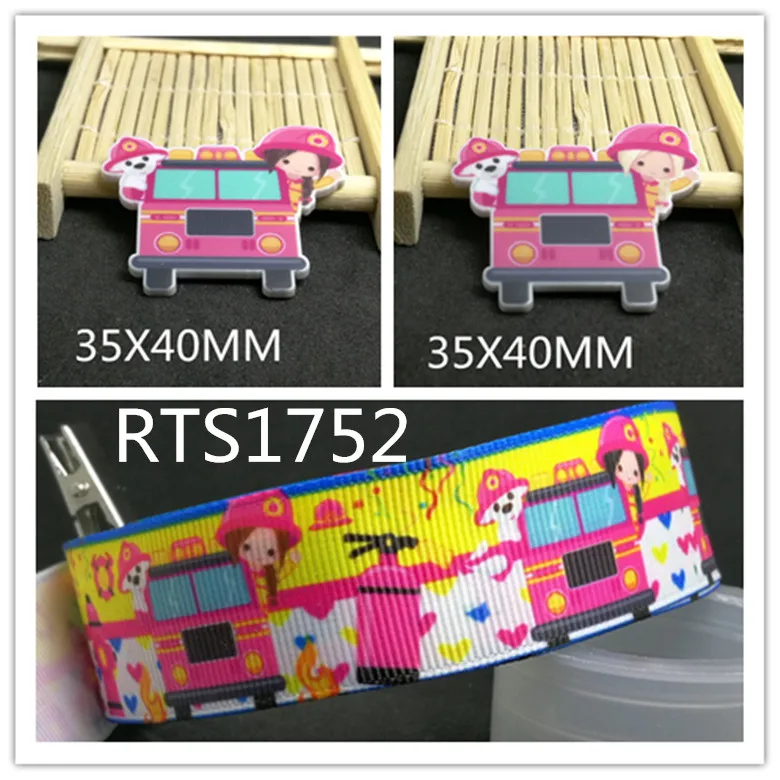 

7/8inch 100yard ribbon and 100pcs resin 1 set printed cartoon printed ribbon and resin RTS1752