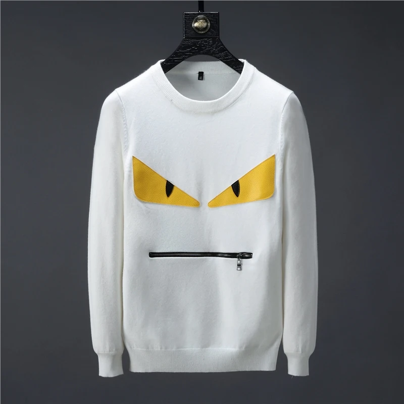 

2019 Cartoon 3D brand Zipper casual social men sweater jersey clothes pullover sweater Computer Knitted male knitwear Fleece