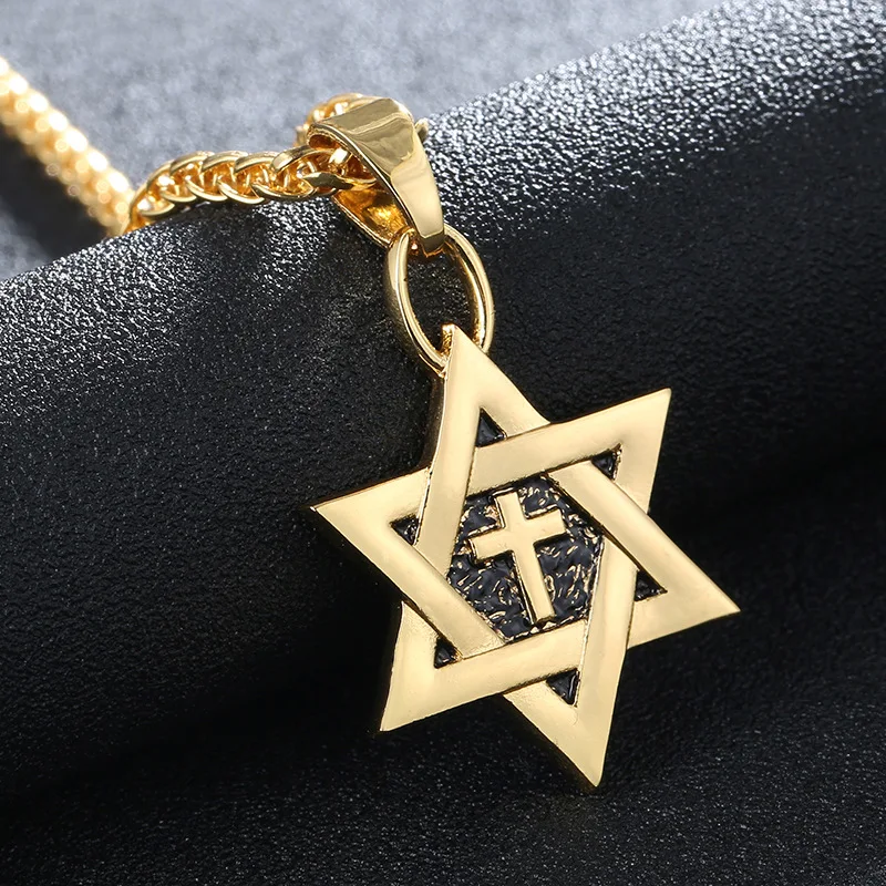 

Star of David Cross Pendant & Necklace Religious Judaism Necklace 55 cm