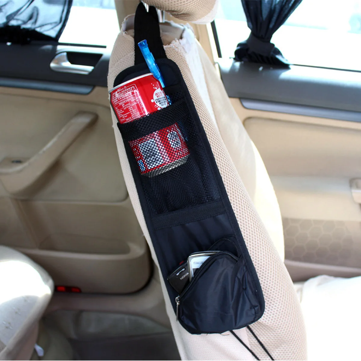 

Car Seat Chair Side Pockets Pouch Car Storage Bag Hanging Storage Organizer for Phone Drink Car Accessories KC083+