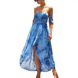 Женское платье с открытыми плечами повседневные свободные Асимметричные цветочные платья Пляжные вечерние платья для ночного клуба-MX8