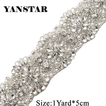

Wholesale Rhinestones Appliques By 5CM*10Yards For Wedding Belt Clear Crystal Applique Sewing On DIY Bridal Accessories YS821