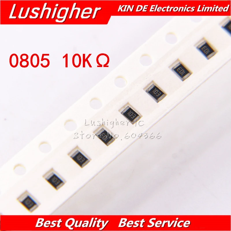 100 шт. 0805 SMD резистор 5% 10 к ом 103 1002 10000ohm