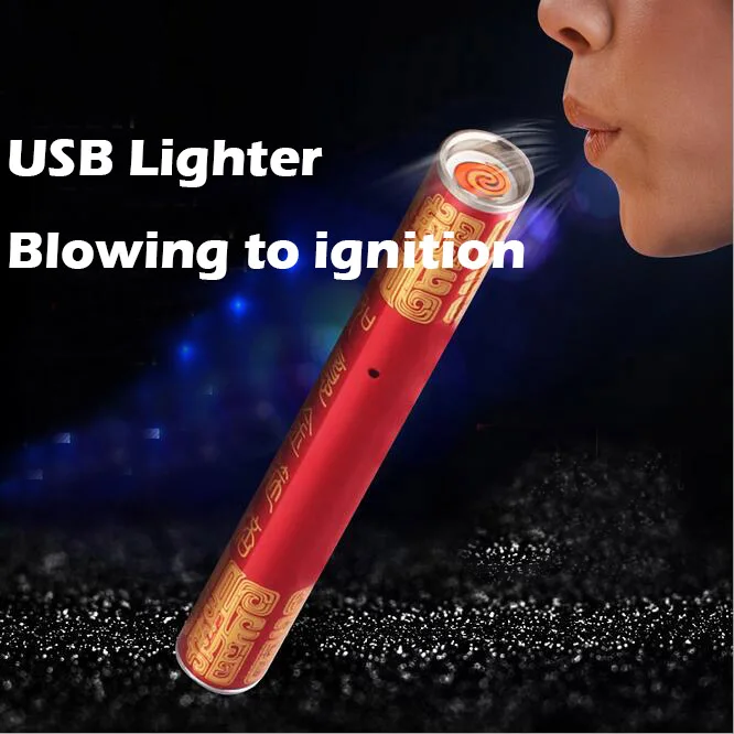 Мини цилиндрическая Зажигалка для сигарет USB Электронная зарядка выдувная