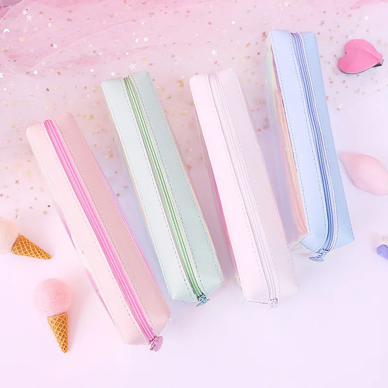 

New Transparent Glitter Pencil Case Stationery Bags Creative Fashion PVC Pencil Bag School Pencil Box Supplies Student Gift