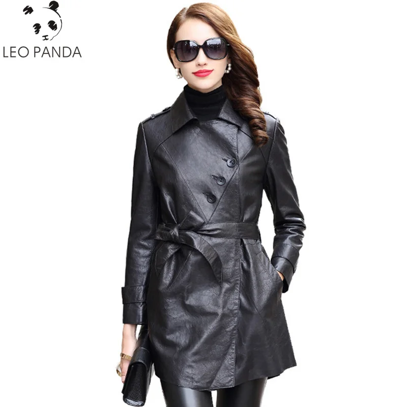 

2018 Autumn Winter Long Slim Natural Sheepskin Coat Women Superior quality Genuine Leather Jacket Real Leather Trench Coats