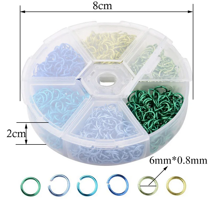 1080 шт./кор. разноцветные 6 мм Алюминий открытые соединительное кольцо Разделение кольца для DIY Изготовление, поиск ювелирных изделий ручной работы аксессуары разъем