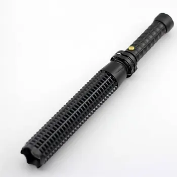 

1200lm L2/q5 Zoomable Adjustable Focus Rechargeable Black/gold 5 Modes Led Spiked Mace Long Flashlight Self-defense Flashlight
