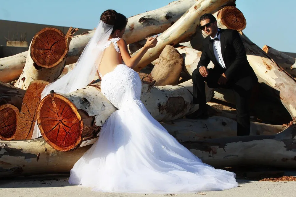 Романтическое свадебное платье на заказ из органзы аппликации бисером для взрослых маленькие костюмы русалки 2015 свадебное платье плюс