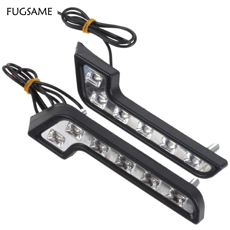 

Wholesale super bright L Shape 6LED Daytime Running Light LED DRL Universal white E4 LED car Fog lights