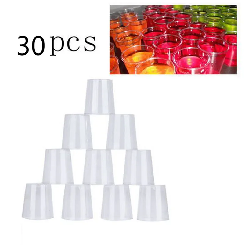 30PCS Clear Plastic Cups Disposable Party Shot Glasses Jelly Cups Tumblers Birthday Home Decoration 40MR0406