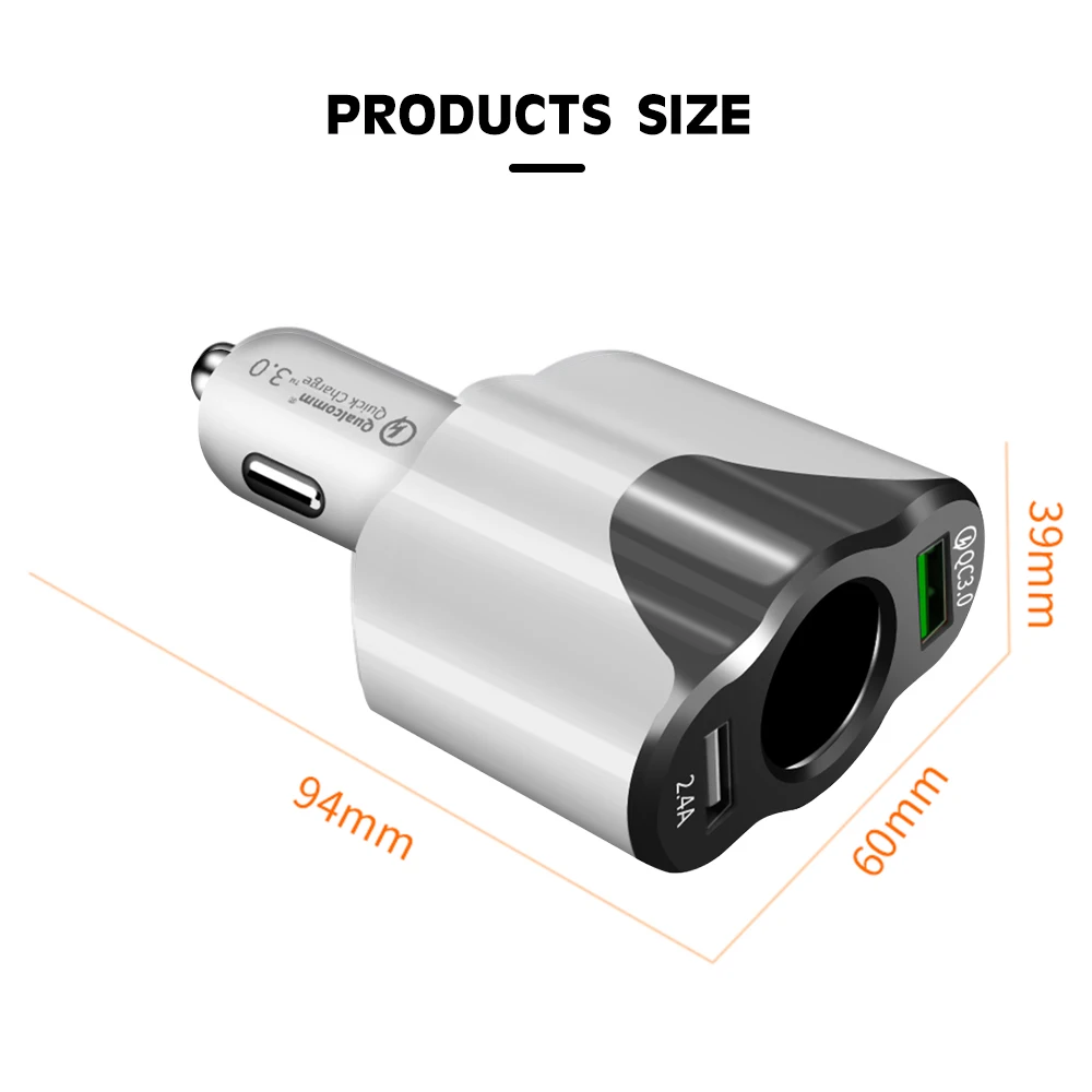 QC3.0 2.4A двойной USB разветвитель автомобильного прикуривателя адаптер для быстрой зарядки Авто USB разъем конвертер зарядное устройство для iPhone