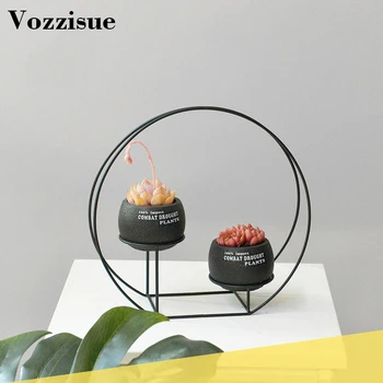 

Creative Nordic Style Iron Bracket Cement Matching Flower Pot Simple Succulent Plant Green Planting Small Bonsai Home Decoration