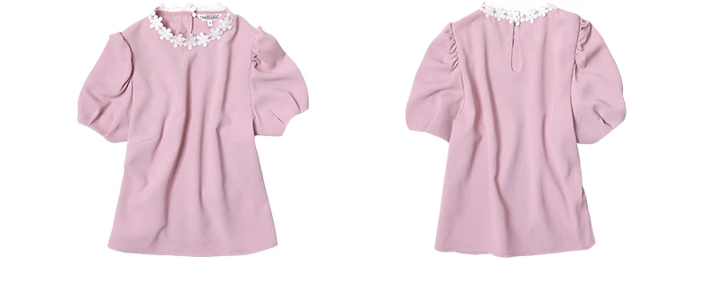 Dabuwawa женская короткая блузка, женская рубашка с О-образным вырезом и рукавом-фонариком, новинка, элегантные топы розового/серого/синего цвета DN1BST013