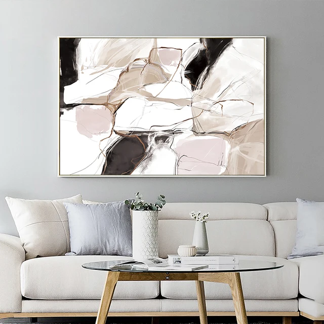 Pink Line Color Piece Chic Abstract Canvas Print  5