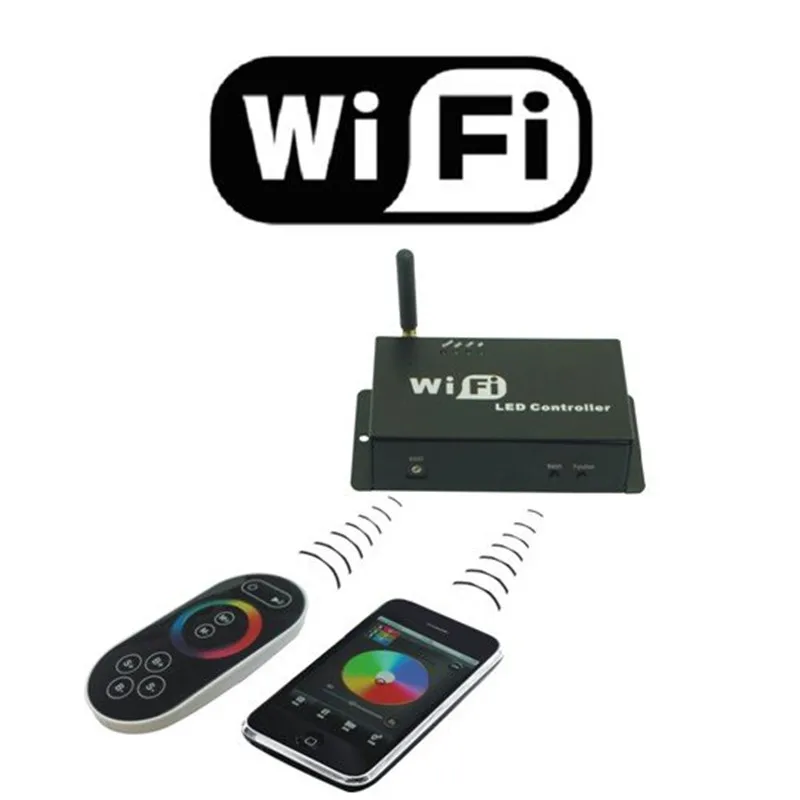 WF100 светодиодный контроллер Wi-Fi диммер для цветовой температуры/rgb полосы rf дистанционное управление ios android системы используется dc 5-24 В 3