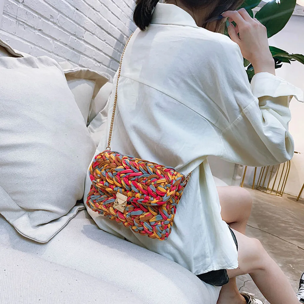 12 цветов модная повседневная женская сумка тканая красочная сумка текстура дикие взрывы сумки Мода Messenger30 Прямая