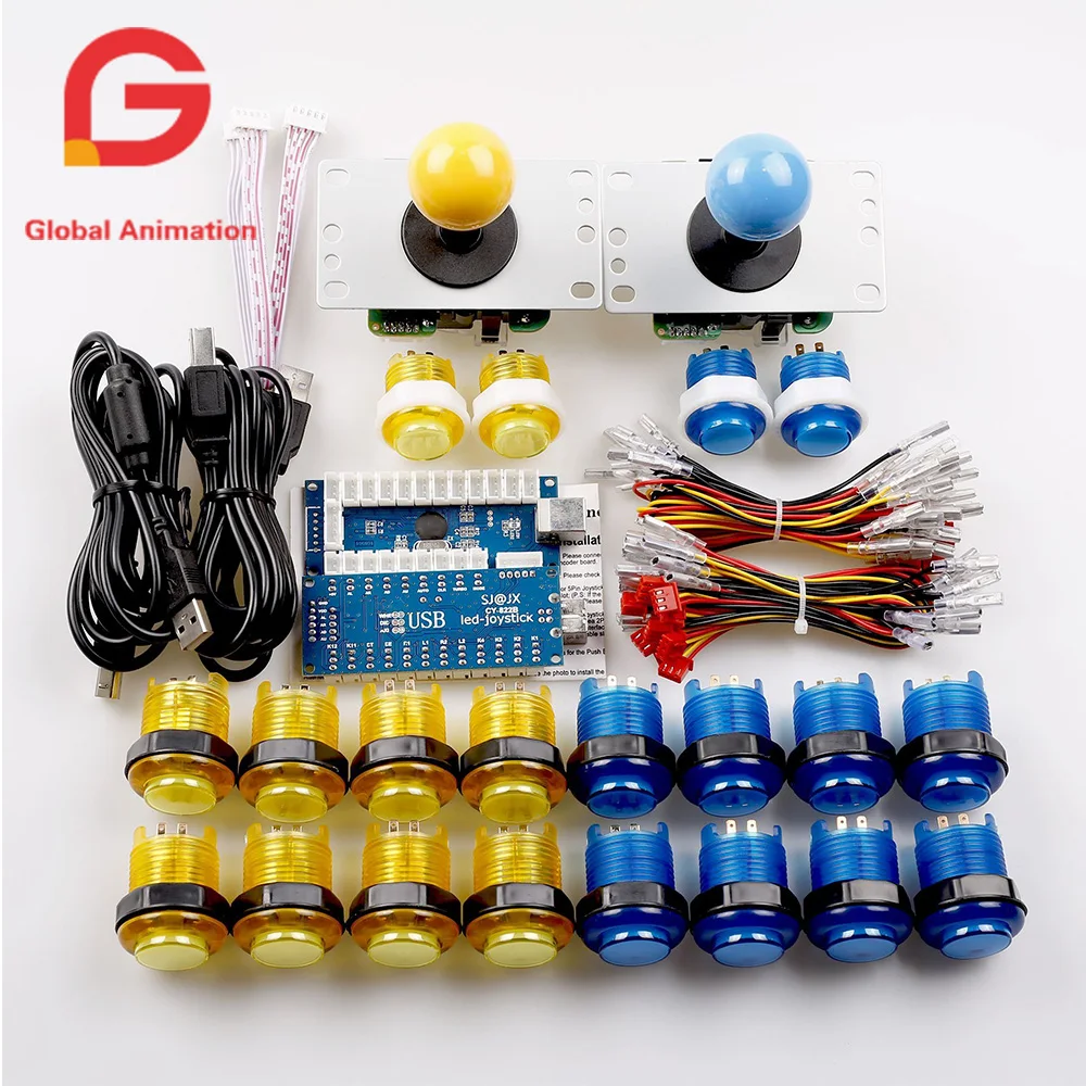 

LED Arcade DIY Parts 2 X Zero Delay USB Encoder + 2 X 5Pin 8Way Joystick + 20 X LED Illuminated Push Buttons For Arcade Games