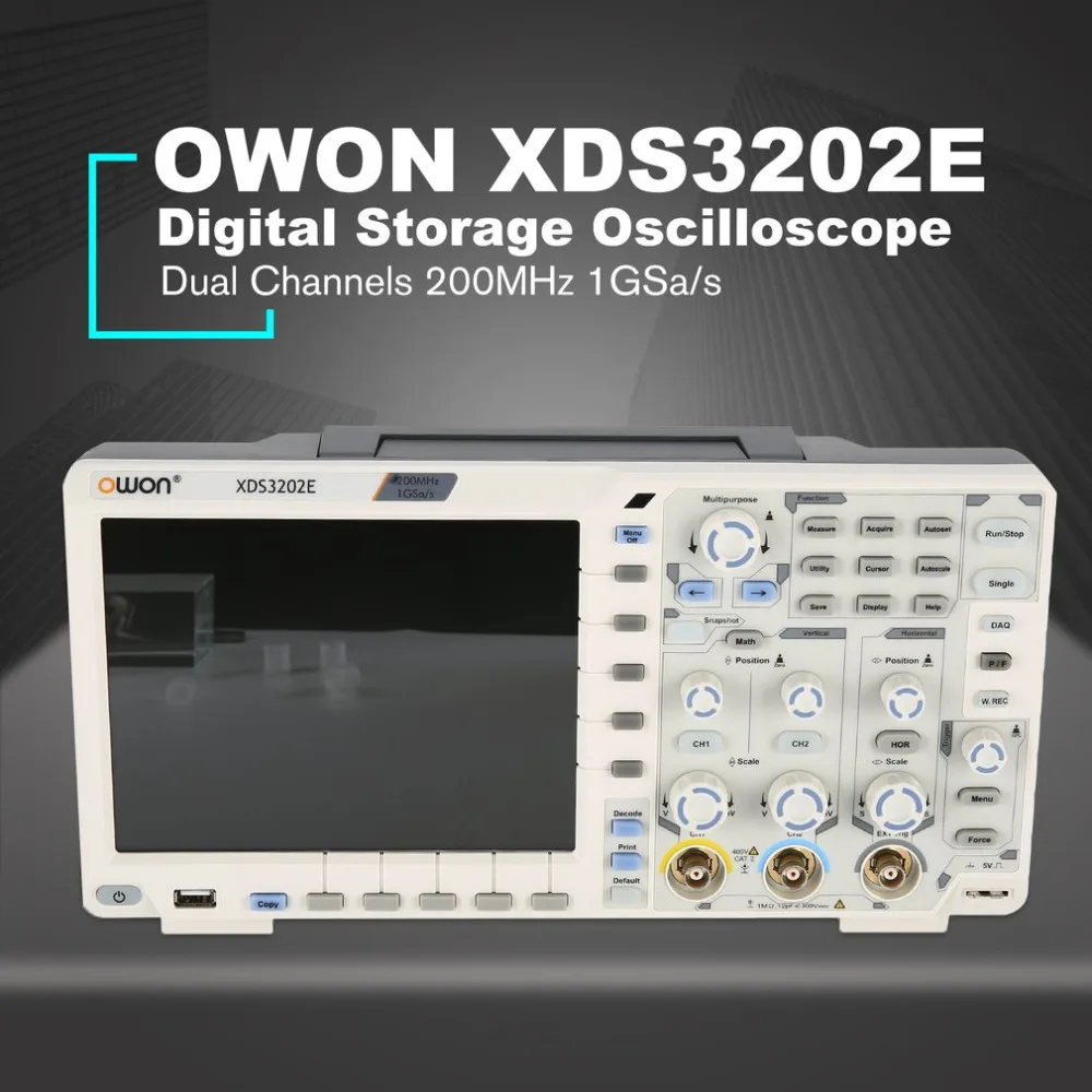 

OWON XDS3202E Dual Channel Deep Memory LCD Display Digital Storage Oscilloscope Scopemeter Scope Meter 200MHz 1GSa/s