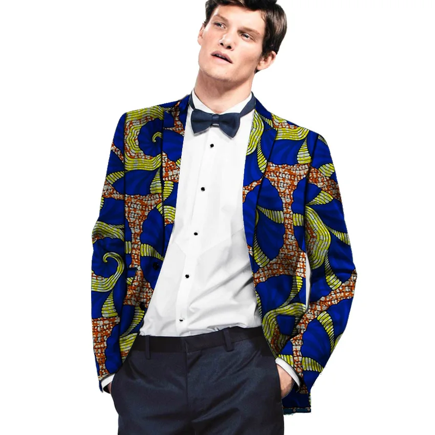 African clothes men's blazers Ankara pattern print slim fit jacket Dashiki Men Suit/Blazer smart casual men coat wedding wear