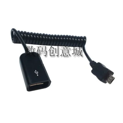 

2 PCS OTG Data Spiral Sync Cable Black USB A Female Micro USB 5 Pin Male Adapter Micro USB Spiral OTG Cable