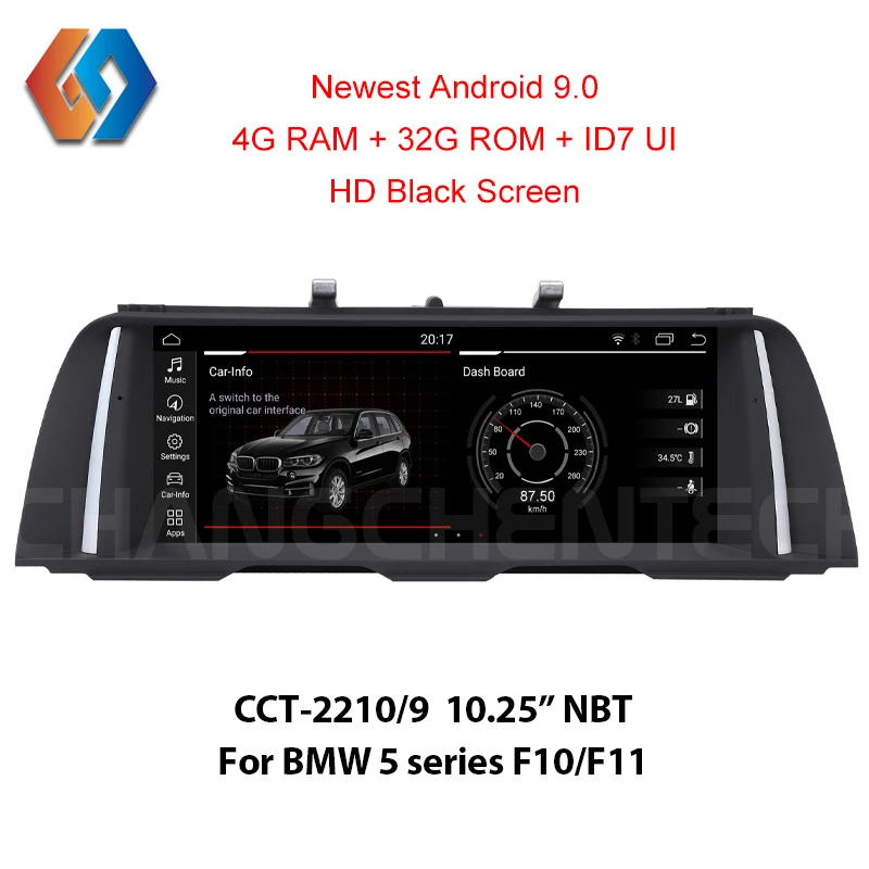 cheap 4G Ram Android 9.0 Multimedia Car Radio for BMW 5 Series F10 F11 NBT 1920x720 HD Black Touch Screen Built in CarPlay WiFi BT GPS