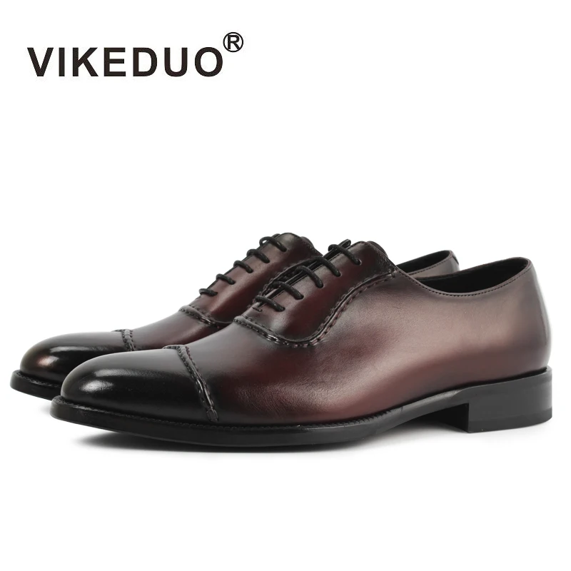 

VIKEDUO Luxury Brand Newest Vintage Mens Oxford Shoes Handmade Royal Blue Luxury Party Wedding Dress Patina Shoe Genuine Leather