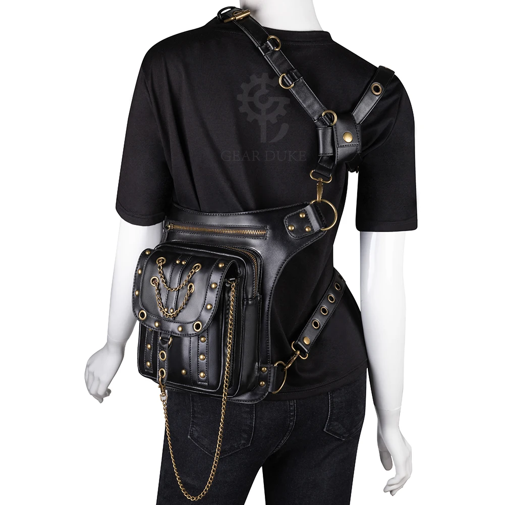 Norbinus панк женская сумка на бедро Готический стимпанк висячий ремень сумки мужские мотоциклетные бедра Фанни пакеты PU сумка через плечо