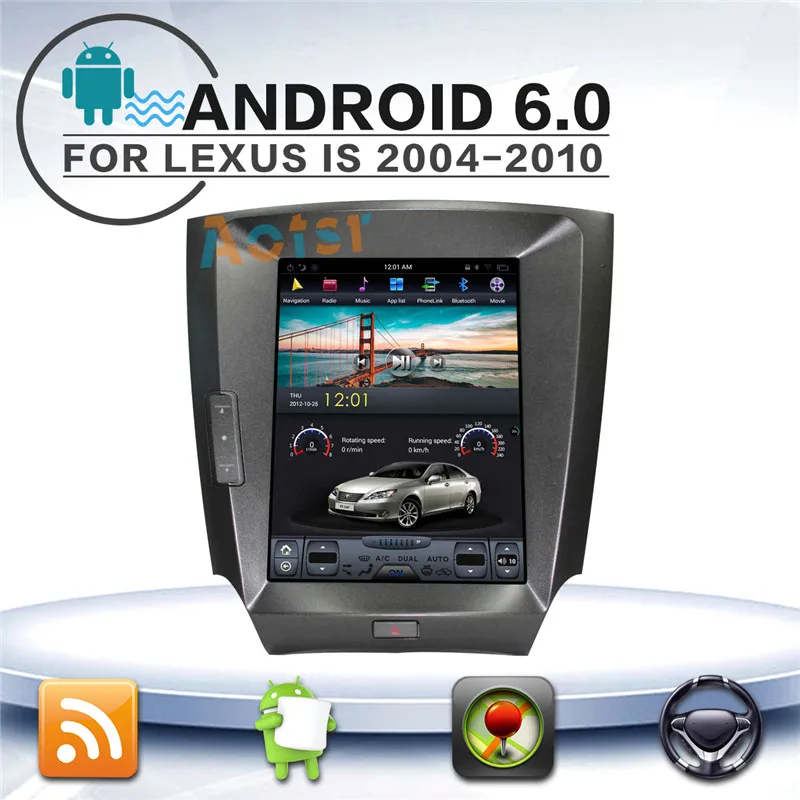 Clearance Tesla Style 12.1"BIG Screen Quad Core Android6.0 NO Car CD DVD Player Stereo GPS Navigation Radio Receive FOR Lexus IS 2004-2010 4
