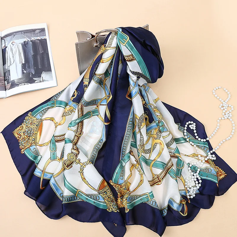 Buy Brand Scarf 180x90 Women Silk Scarf Links Chain printing Soft Long Shawl